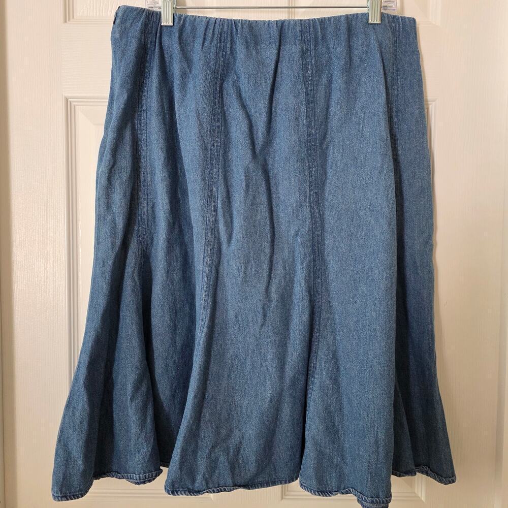 Susan Graver Style Flared Paneled Denim Skirt size Large